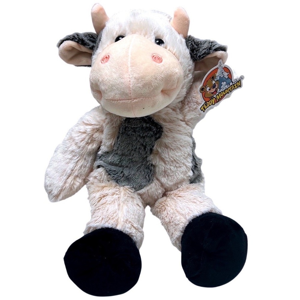 Teddy Mountain Bessie Mae Moo-Cho The Cow 16 Inch Plush Cream Grey 0317 NWT